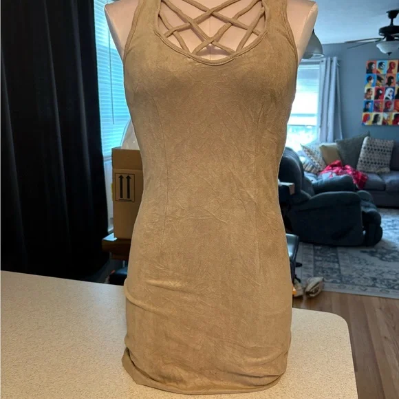 Bebe Dresses | Bebe Beige Sleeveless Dress | Color: Tan | Size: S | Aufdencampbank's Closet